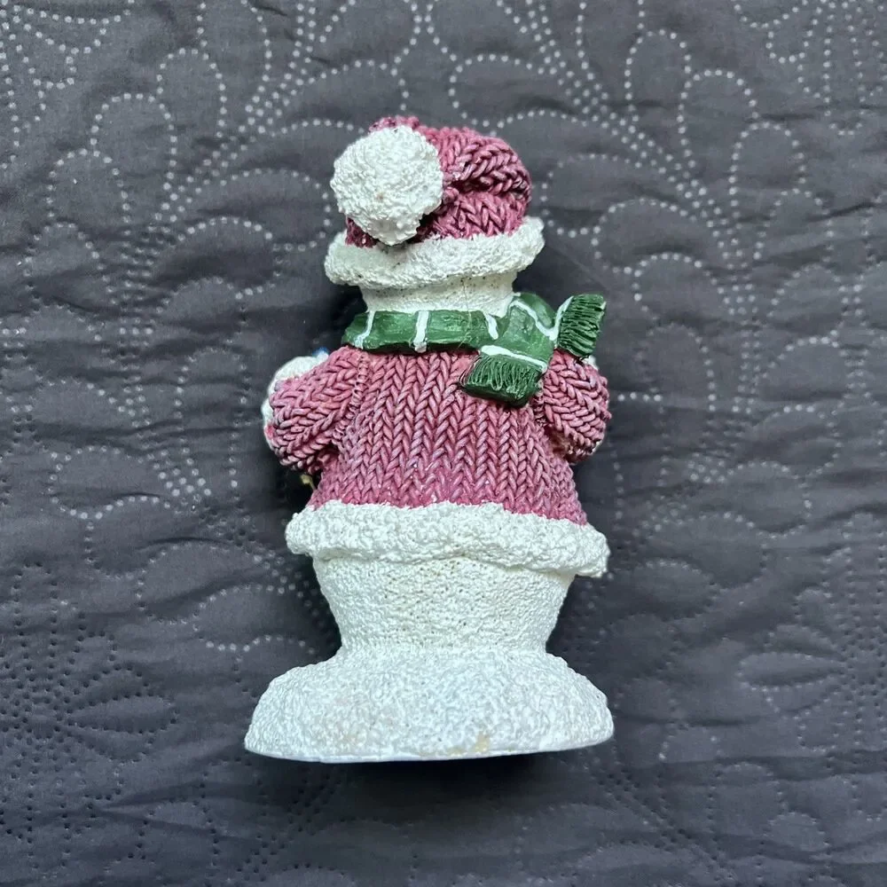 Vintage Resin Christmas Snowman Multicolor Figurine Holiday Winter Decor 5.5”H